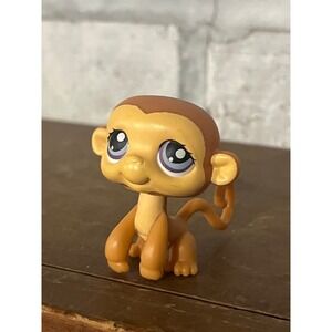 Littlest Pet Shop LPS #189 Light Brown Tan Monkey Blue‎ & Purple Eyes Red Magnet